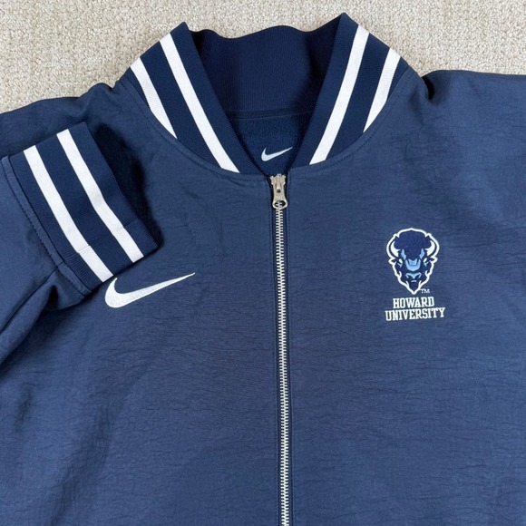 Nike Other - Nike Mens XL Howard University Bison Full Zip Blue Fleece Bomber Jacket
